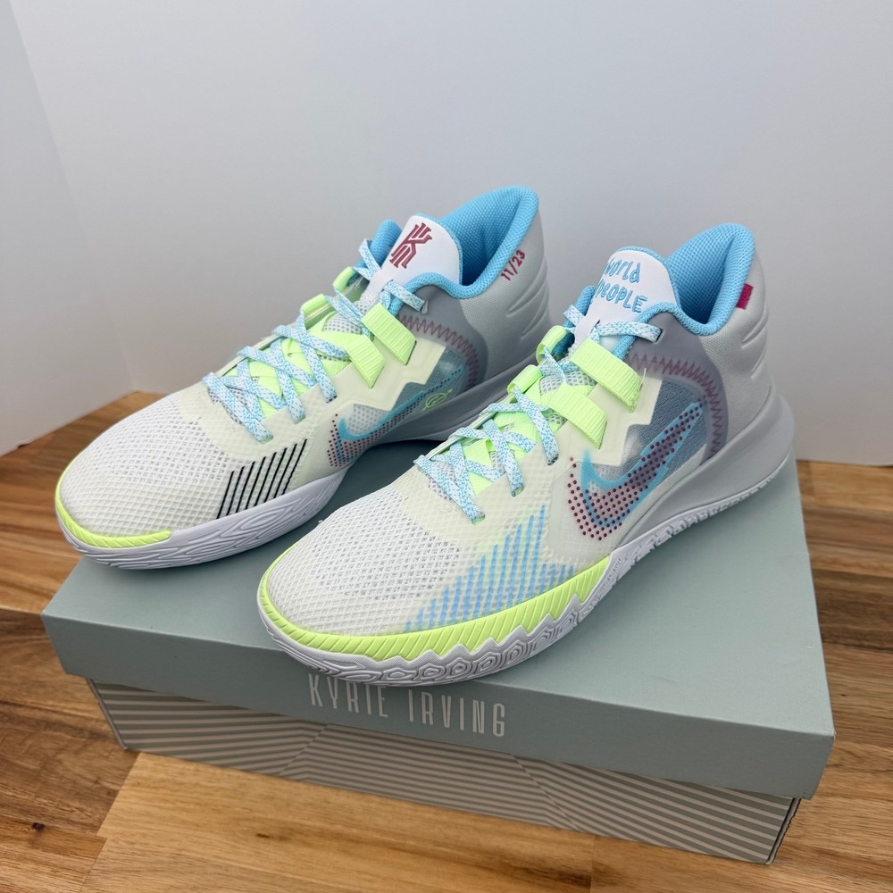 Nike Kyrie Irving Flytrap 5 Basketball Shoes Sneakers White Blue Size Mens 8.5 - Picture 4 of 12
